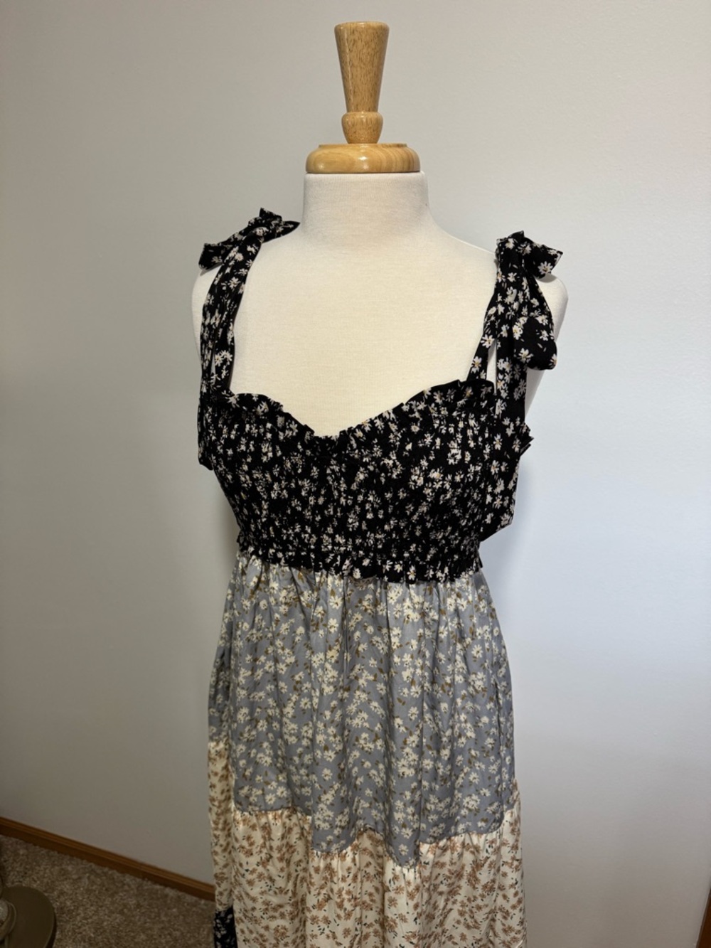 PinkBlush Womens Multicolor Floral Tier Shoulder Tie Maternity Maxi Dress Size M - Picture 5 of 12